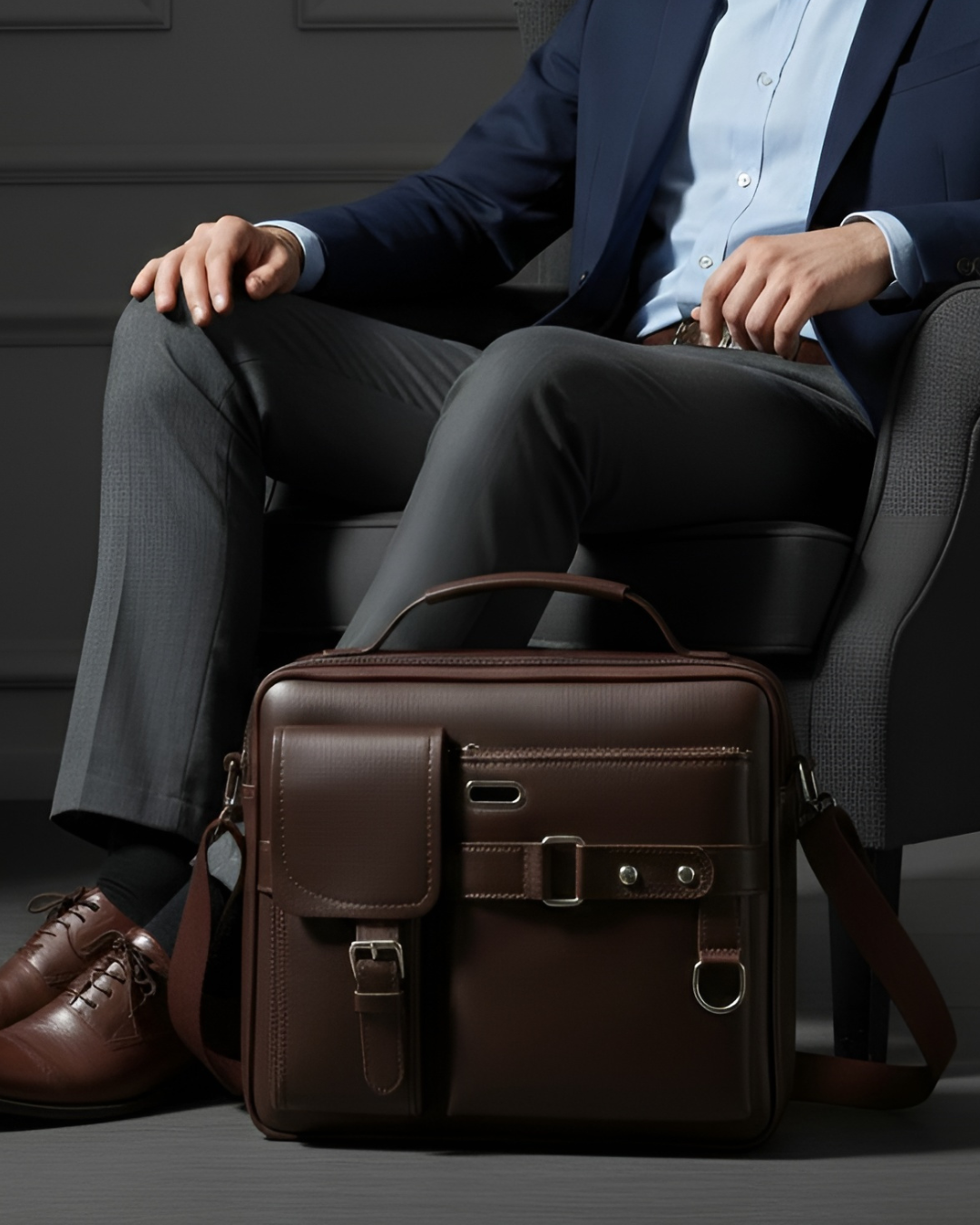 Laptop Bag for Unisex-Office Bag Laptop/MacBook/Messenger Bags/Leather Bag Waterproof Messenger Bag (Brown, 12.9 inch)